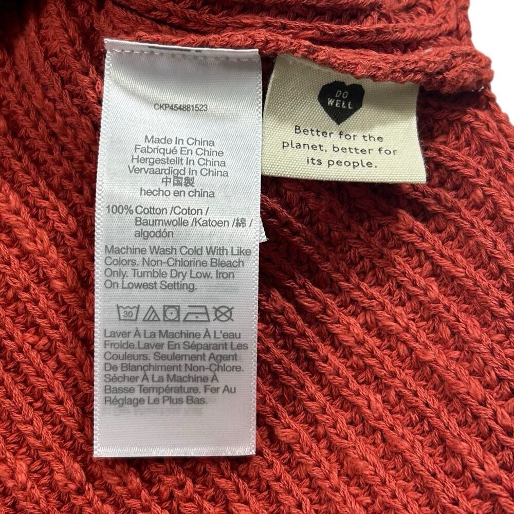 NWT Madewell Sz M Orange Ridgeton Pullover Textured Sweater Cotton Knit V-neck - Picture 10 of 13
